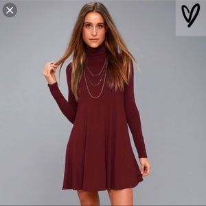 Lulus Sway, Girl, Sway! Wine Red Swing Dress
